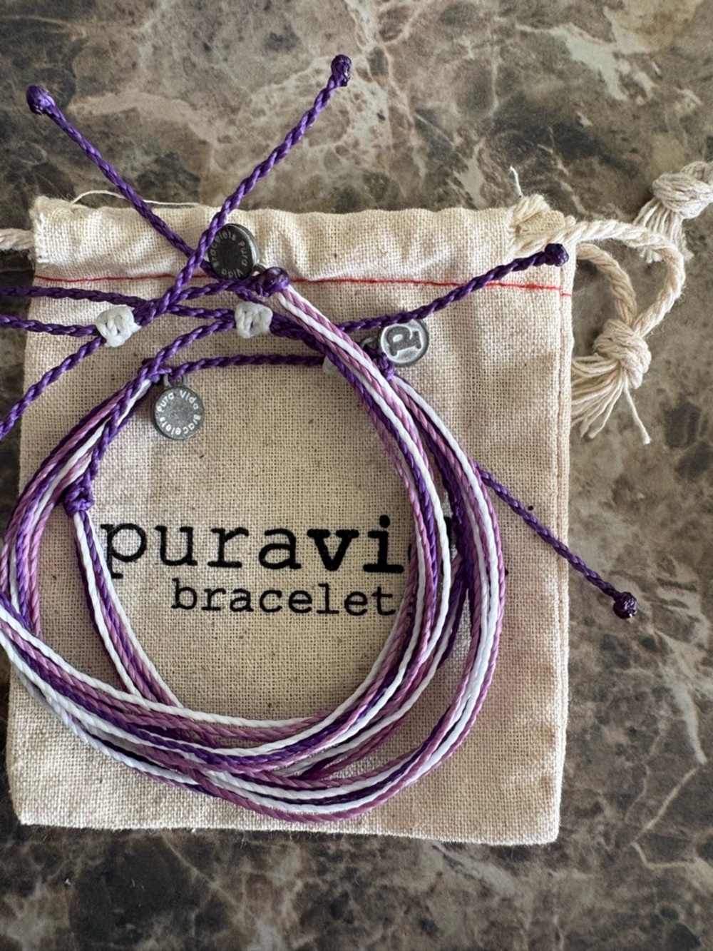 Puravida Purple and White Ombre Bracelets - Set of 3 with pouch